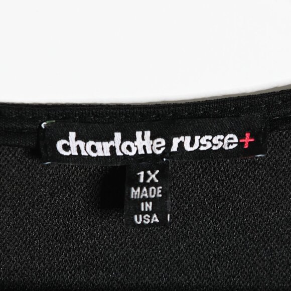CHARLOTTE RUSSE Black V Neck Short Sleeve Criss Cross Dress - size 1X - Picture 8 of 10